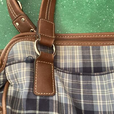 chaps blue flannel pattern handbag