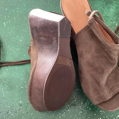women's size 9 Charlotte rouse strappy tie wedge heels