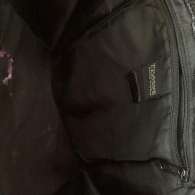 black long leather bag with magnetic snap close