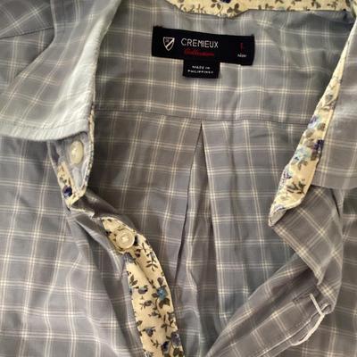 creme au men's long sleeve button up with floral cuffs detail