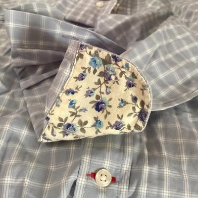 creme au men's long sleeve button up with floral cuffs detail