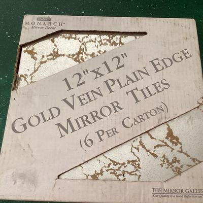 12 x 12 in gold vein plan edge mirror tiles - 6