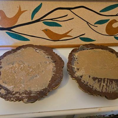 Vintage Mid-Century Bird Wall Art And Ornate Gold Decorative Plaques