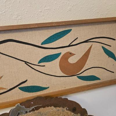 Vintage Mid-Century Bird Wall Art And Ornate Gold Decorative Plaques