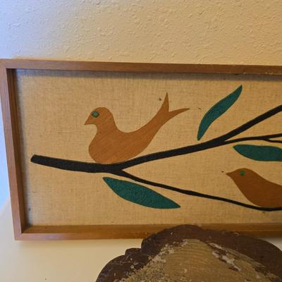 Vintage Mid-Century Bird Wall Art And Ornate Gold Decorative Plaques
