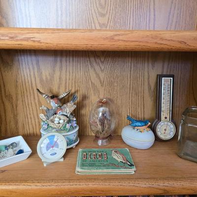 Vintage Bird figurine - barometer - vintage bird book - and more
