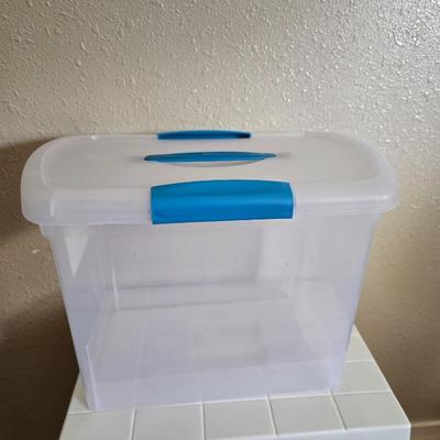 small lidded totes - and a small laundry or storage basket