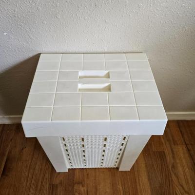 small lidded totes - and a small laundry or storage basket
