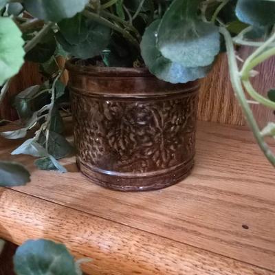 Two Faux plants with two macramé plant hangers
