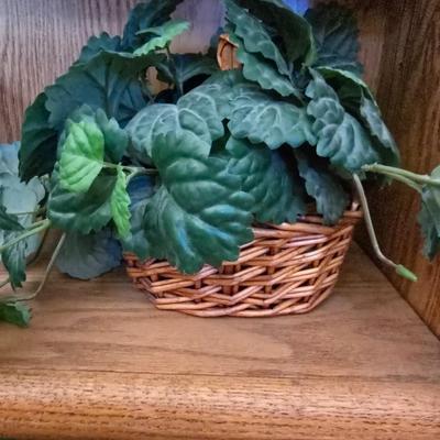 Two Faux plants with two macramé plant hangers