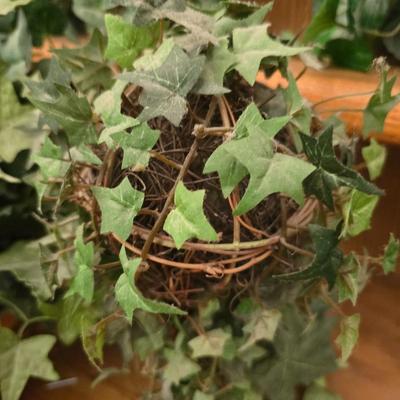 Two Faux plants with two macramé plant hangers