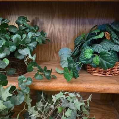 Two Faux plants with two macramé plant hangers