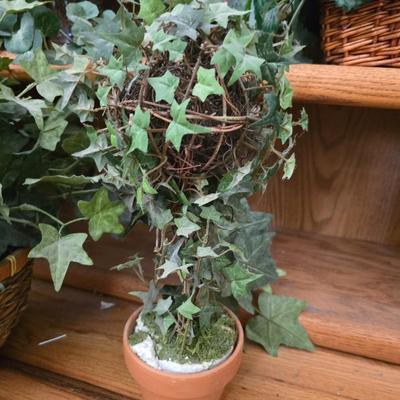 Two Faux plants with two macramé plant hangers