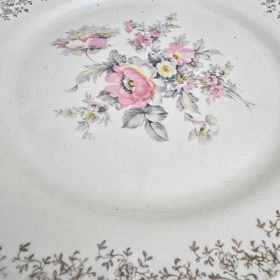 Framed wall art - porcelain flowers - faux flowers - vintage floral plate and more