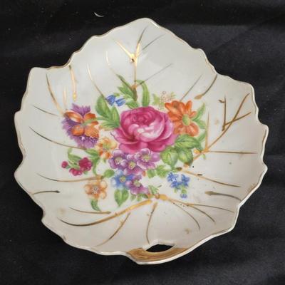Framed wall art - porcelain flowers - faux flowers - vintage floral plate and more