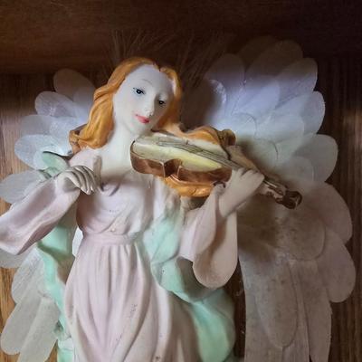 Angel Figurine, Swan, Pink Art blown Glass Vase & Floral Decor