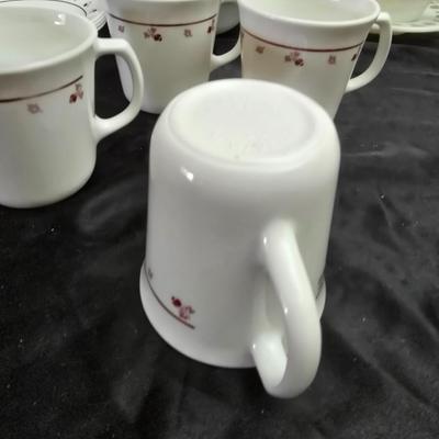 Correlle corning ware Burgundy rose dinnerware With Butterfly gold gravy boat