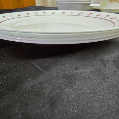 Correlle corning ware Burgundy rose dinnerware With Butterfly gold gravy boat