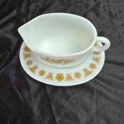 Correlle corning ware Burgundy rose dinnerware With Butterfly gold gravy boat