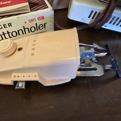 Singer Slant-o-Matic 503 special Sewing machine and Buttonholer and other accessories