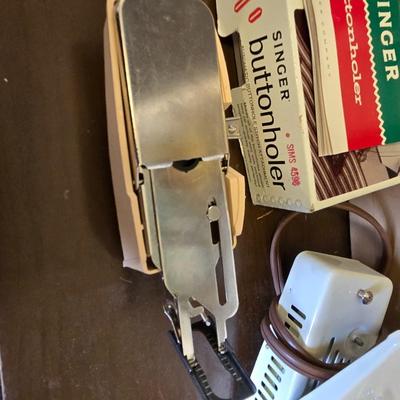 Singer Slant-o-Matic 503 special Sewing machine and Buttonholer and other accessories