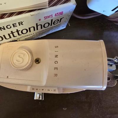 Singer Slant-o-Matic 503 special Sewing machine and Buttonholer and other accessories