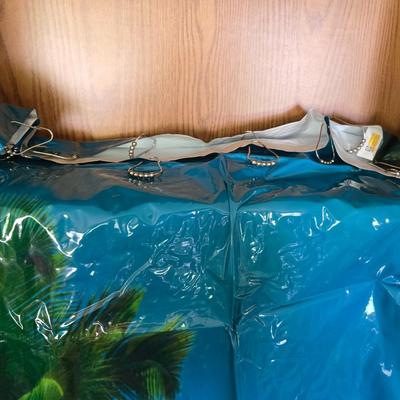 Ocean inspired Bathroom Decor - sailboat wall art - palm tree shower curtain and more