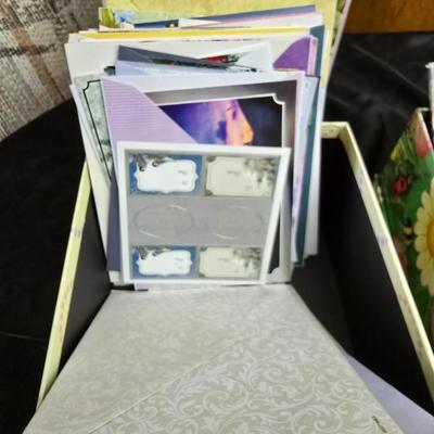 Variety of Greeting cards and storage boxes