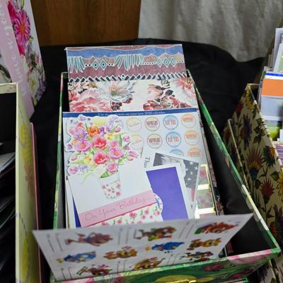 Variety of Greeting cards and storage boxes