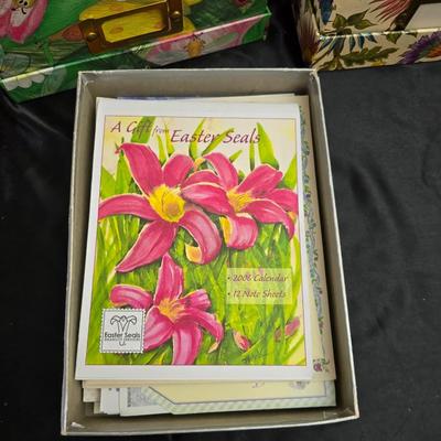 Variety of Greeting cards and storage boxes