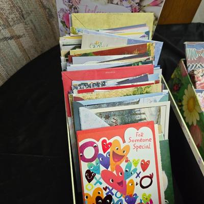 Variety of Greeting cards and storage boxes