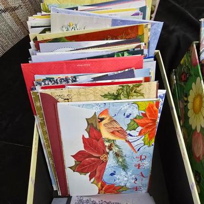 Variety of Greeting cards and storage boxes