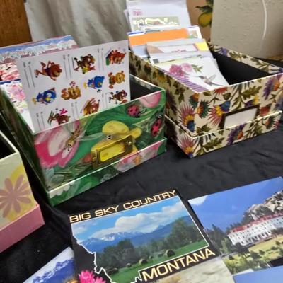 Variety of Greeting cards and storage boxes