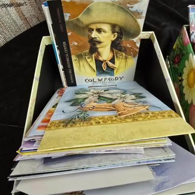 Variety of Greeting cards and storage boxes