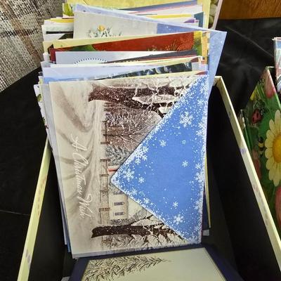 Variety of Greeting cards and storage boxes