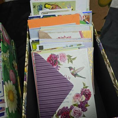 Variety of Greeting cards and storage boxes