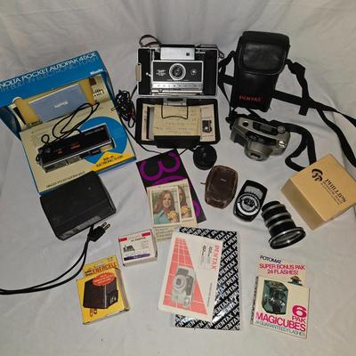 LOT 13: Polaroid, Pentax, and Kodak Cameras with Accessories
