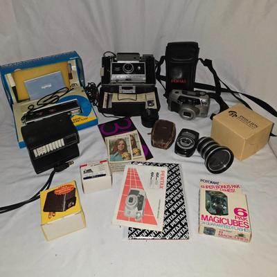 LOT 13: Polaroid, Pentax, and Kodak Cameras with Accessories