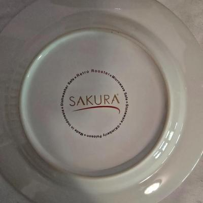 LOT 14: Sakura Stoneware Plates and Mugs Sets of 4