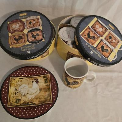 LOT 14: Sakura Stoneware Plates and Mugs Sets of 4