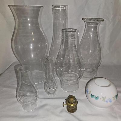 LOT 15: Glass Kerosene Lanterns with Extra Hurricane Shades