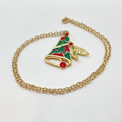 LOT 73: "Bejeweled Collection" by Department 56 Christmas Tree Box with Holiday Necklace and Pin