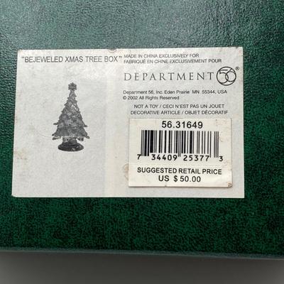 LOT 73: "Bejeweled Collection" by Department 56 Christmas Tree Box with Holiday Necklace and Pin