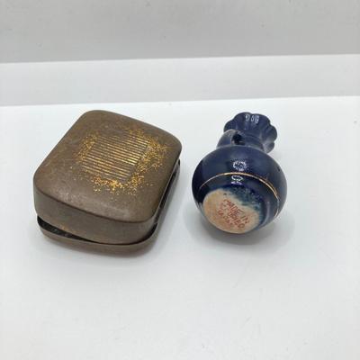 LOT 74: Trinkets and Trinket Holders - Brass Cricket Box, Handcrafted Trinket Basket, Occupied Japan Miniature Pottery, Roosters and...