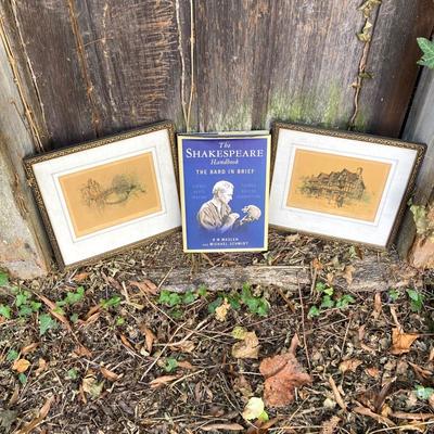 LOT 76: Vintage Copyright Stamped Framed Artwork - Shakespeare's Birthplace "Stratford on Avon", "The Bridge"...