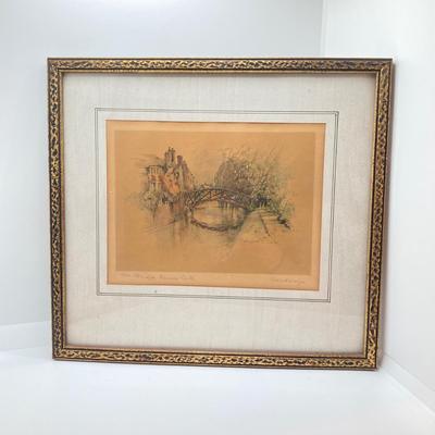 LOT 76: Vintage Copyright Stamped Framed Artwork - Shakespeare's Birthplace "Stratford on Avon", "The Bridge"...