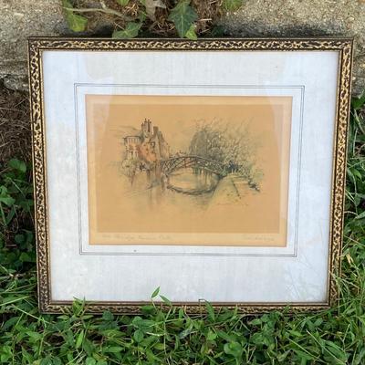 LOT 76: Vintage Copyright Stamped Framed Artwork - Shakespeare's Birthplace "Stratford on Avon", "The Bridge"...