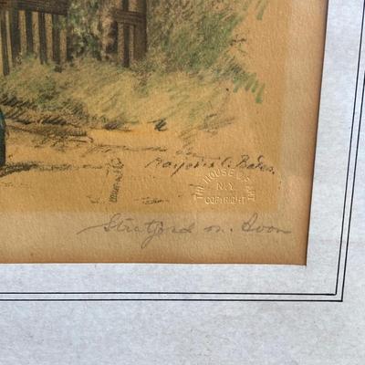 LOT 76: Vintage Copyright Stamped Framed Artwork - Shakespeare's Birthplace "Stratford on Avon", "The Bridge"...