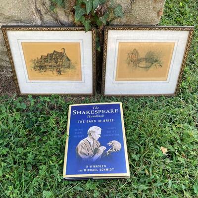 LOT 76: Vintage Copyright Stamped Framed Artwork - Shakespeare's Birthplace "Stratford on Avon", "The Bridge"...