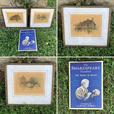 LOT 76: Vintage Copyright Stamped Framed Artwork - Shakespeare's Birthplace "Stratford on Avon", "The Bridge"...